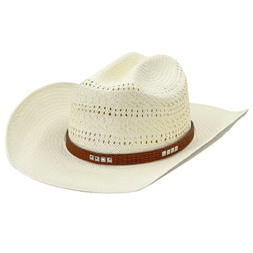 Resort Summer Straw Hat – Textured Leather Detail
