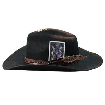 Distressed Felt Hat – Curled Brim, Croc-Textured Band