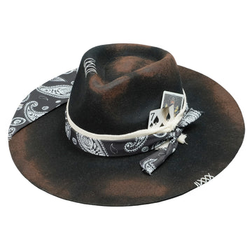 Modern Felt Hat – Burnt Finish, Textile Brim Decoration