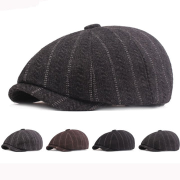 Leeds Striped Wool Newsboy Cap