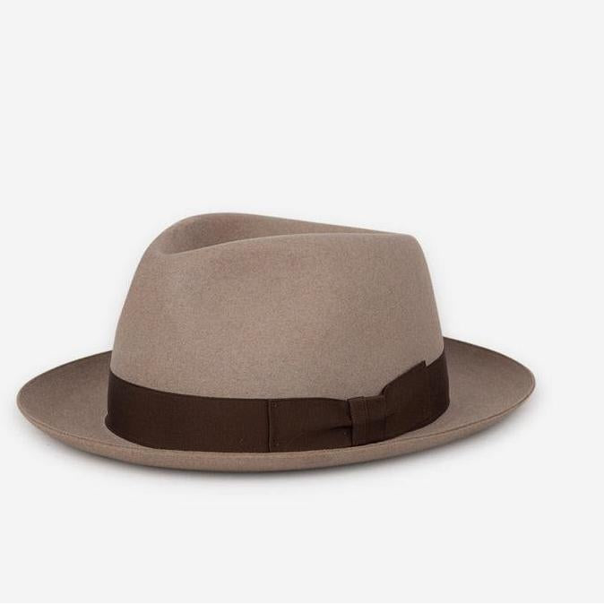 Classic Charm Fedora Fur Felt Hat in Beige