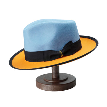 Elegant Two-Tone Soft Hat – Sky Blue and Citrus Edge