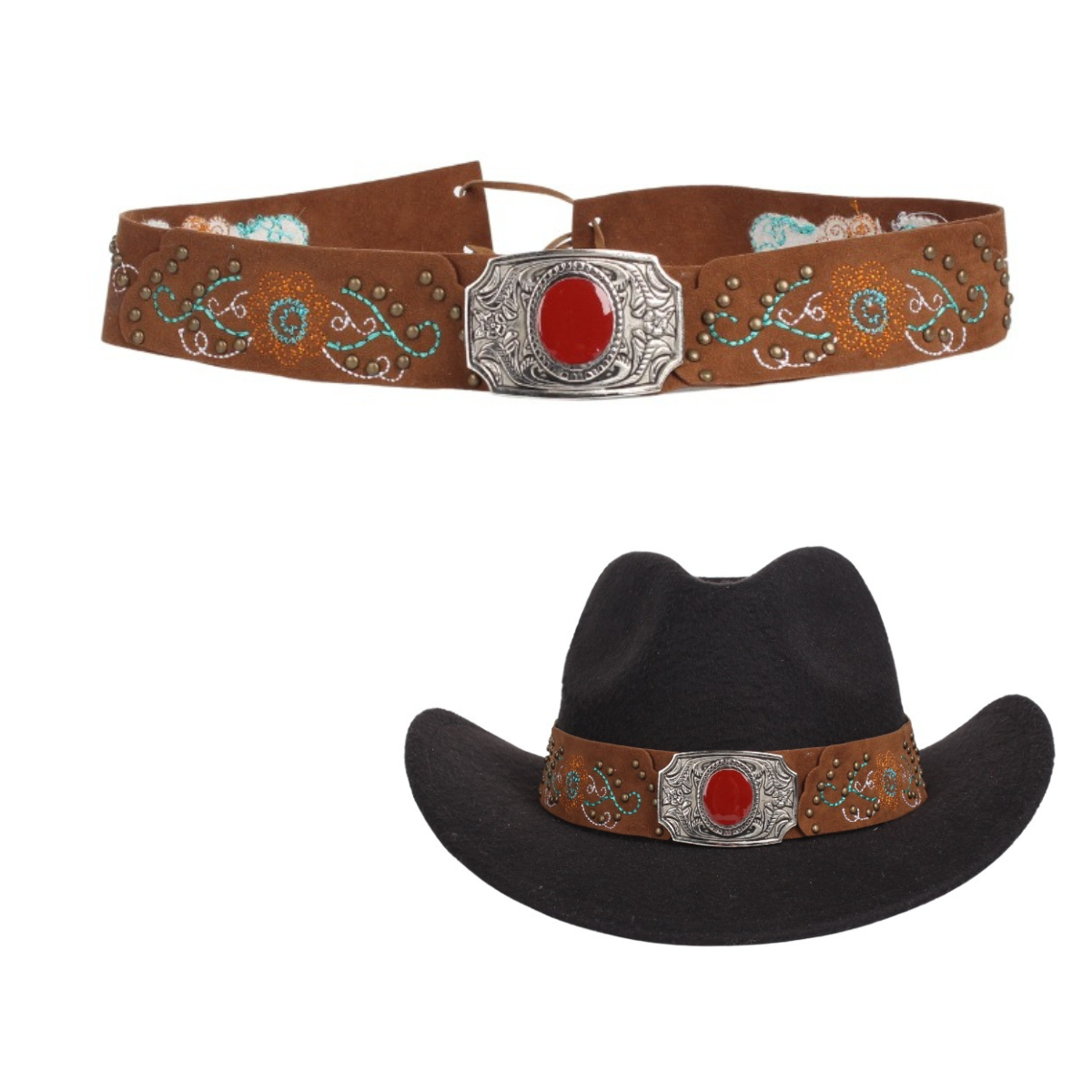 Red Stone Leather Hat Bands