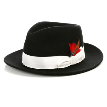 Vintage Crushable Wool Fedora Hat-Black/White