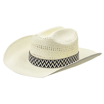 Refined Straw Hat – Light Silhouette, Geometric Band