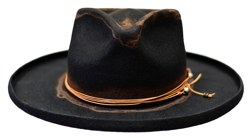 Open Road Distressed Wide Brim Wool Felt Fedora Hat