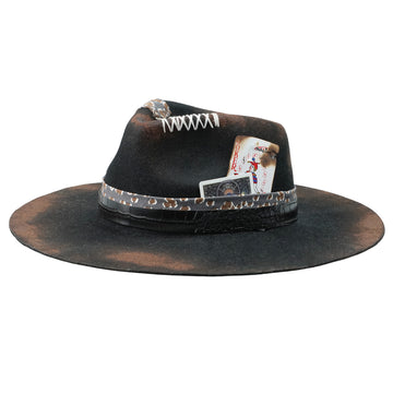 Artistic Felt Hat – Sculpted Crown, Eclectic Hatband