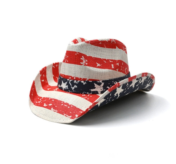 Classic Summer American Flag Design Western Cowboy Hat