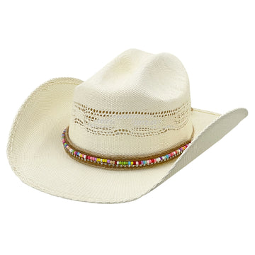 Breathable Straw Hat – Colorful Beaded Hatband