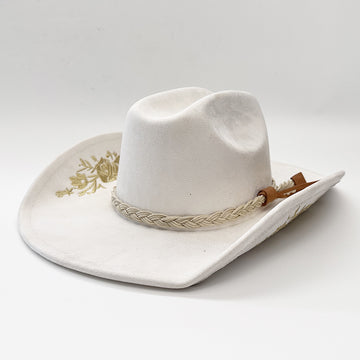 Premium Felt Cattleman Hat with Gold Floral Embroidery