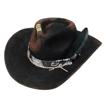 Statement Felt Hat – Rolled Brim, Hand-Tied Knots