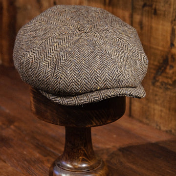 Eight Piece Pure Wool Newsboy Hat - Light Brown