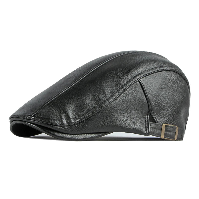 Classic PU Leather Flat Cap