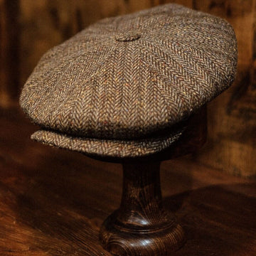 Eight Piece Rust/Red Stripe Wool Newsboy Cap