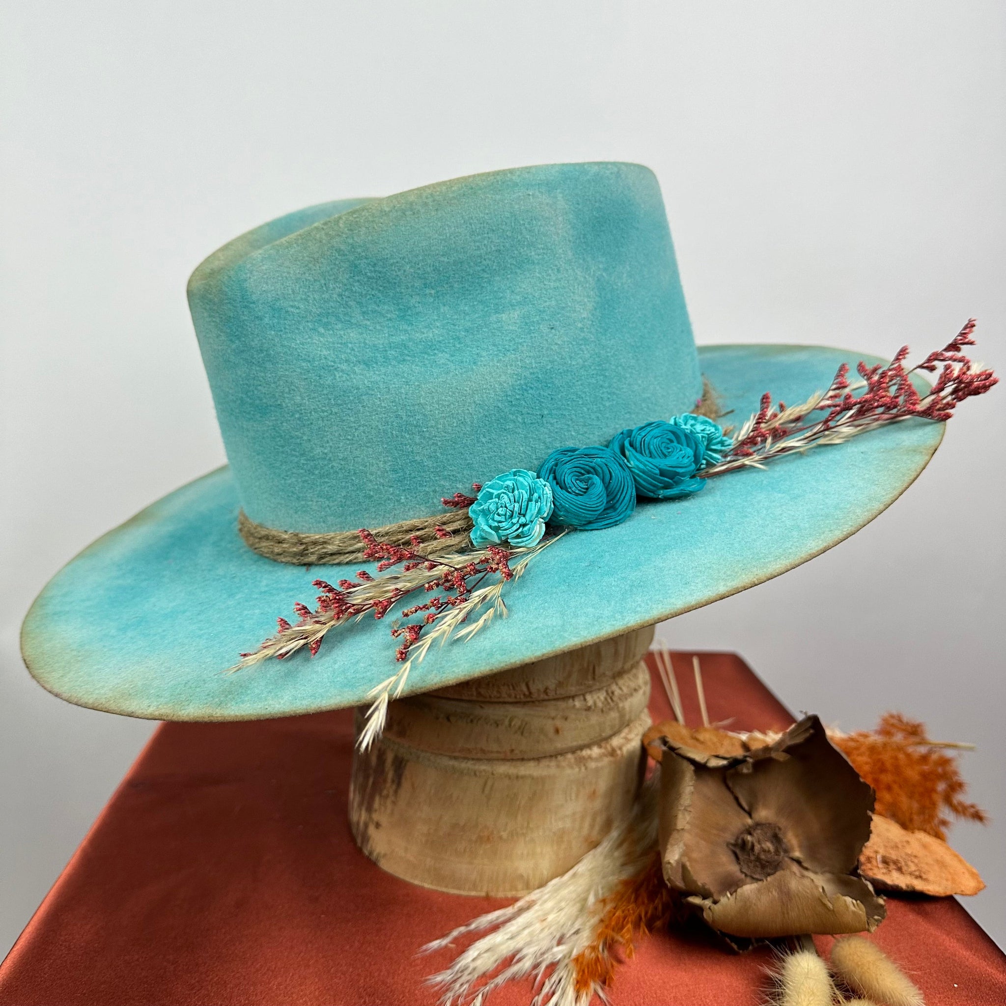 Distressed Fedora Blue Floral Road Warrior