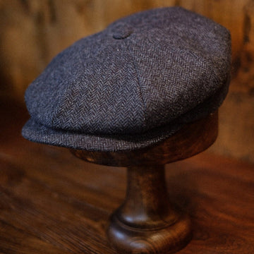 Eight Piece Blue Retro Wool Newsboy Cap