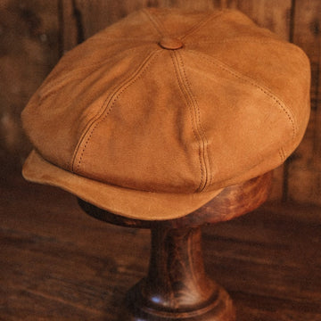 Eight Piece Mango Tan Leather Newsboy Cap