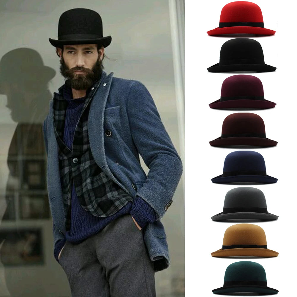 Wool Blend Oval Top Bowler Hats