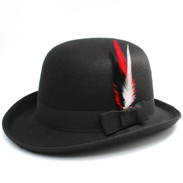 Elegant Pork Pie Hat with Feather Detail