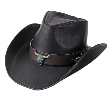 Premium Leather Western Cowboy Hat Wide Brim