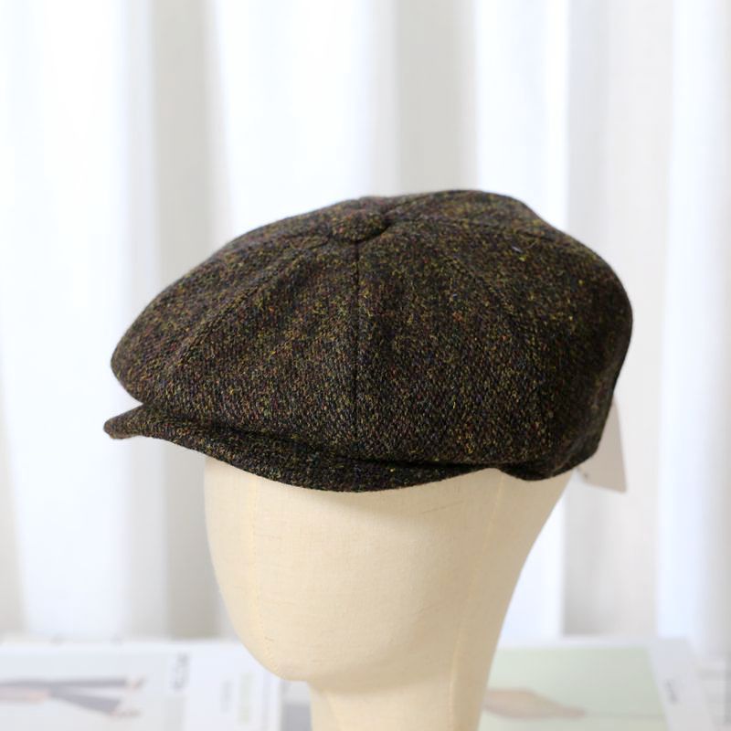 Trendy Vintage Tweed Wool Newsboy Hat