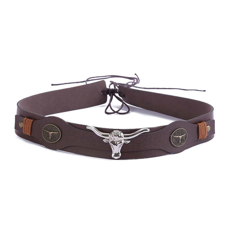 Bison Head Leather Cowboy Hat Bands