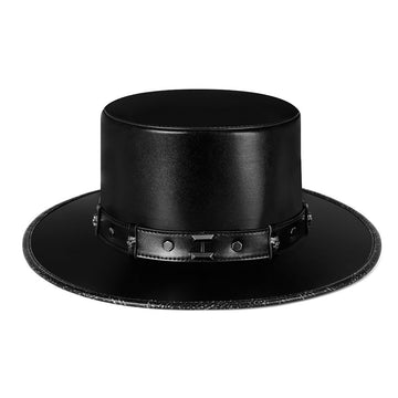 Leather Black Top Hat