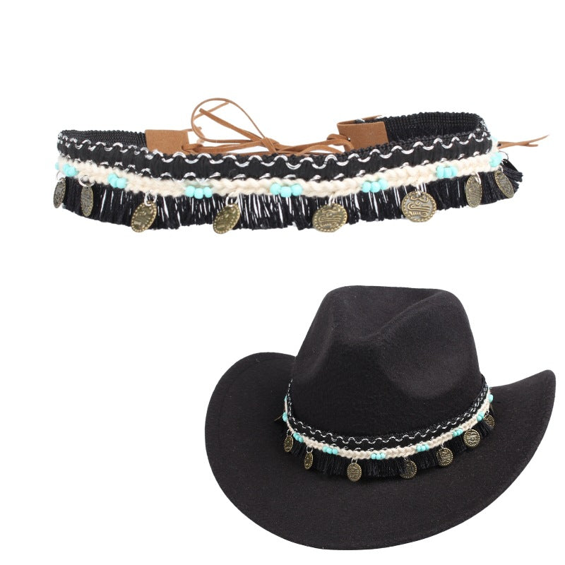 Bohemian Leather Tassel Hatband