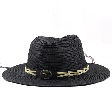 Straw Wide Brim Hat with Braided Hat Band