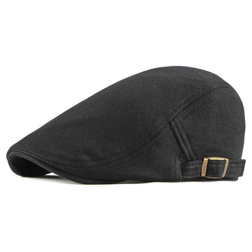 Elegant Solid Color Cotton Flat Cap