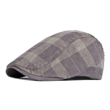 Corduroy Plaid Flat Cap