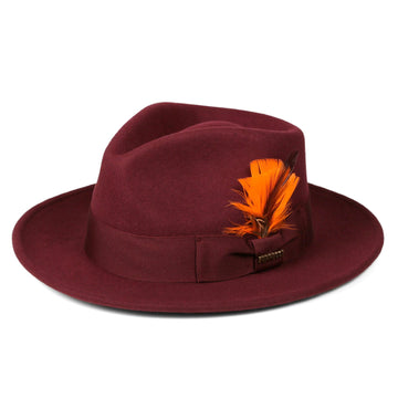 Vintage Crushable Wool Fedora Hat-Burgundy