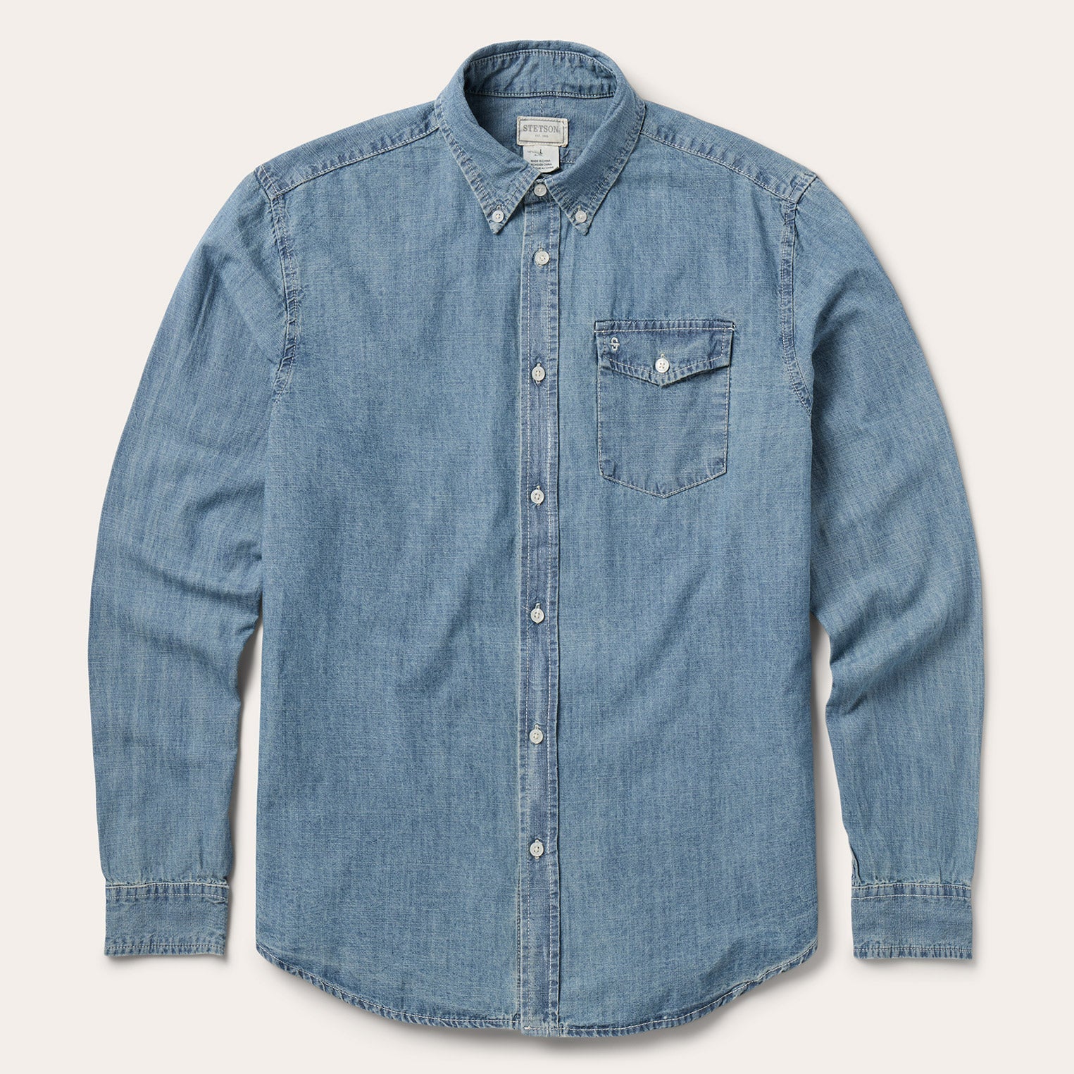 Essential Long-Sleeve Western Style Denim Top