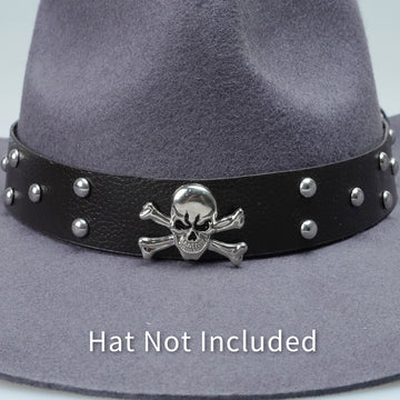 SILVER SKULL LEATHER HAT BAND