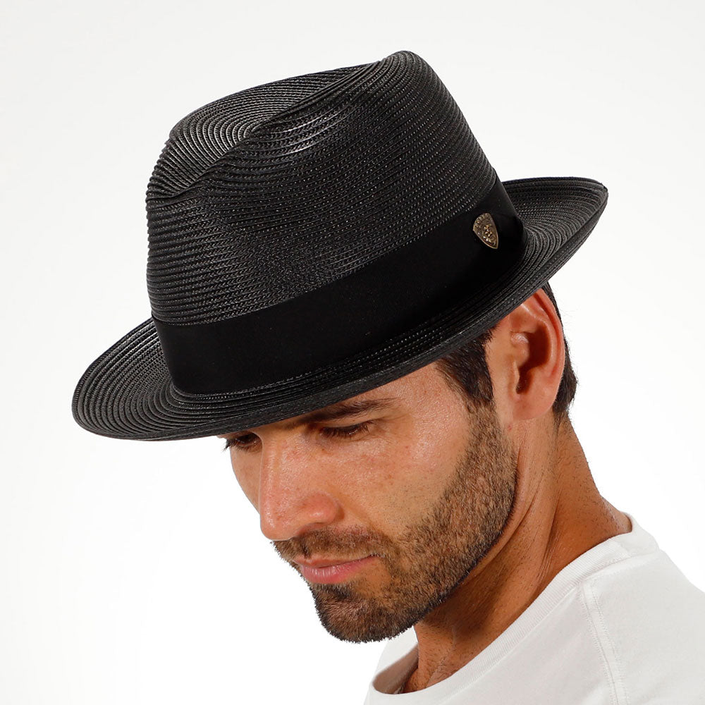 Black Straw Fedora Hat