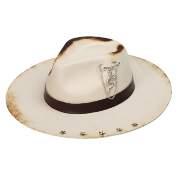 Artisan Felt Hat – Distressed Edge, Celestial Stars