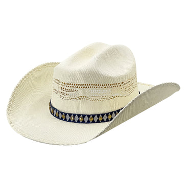 Chic Straw Hat – Sculpted Brim, Custom Metal Detail