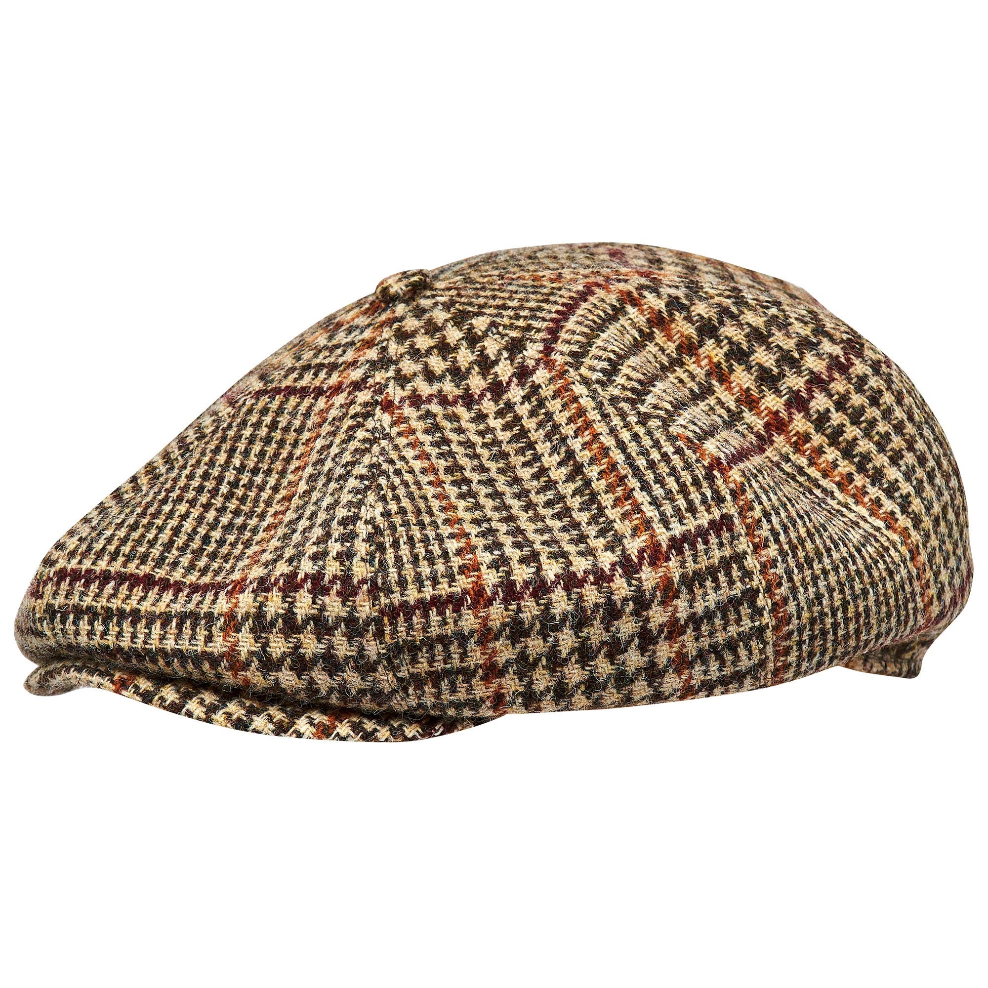 Eight Piece Wool Newsboy Cap-Crown Beige