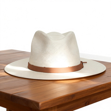 Summer Straw Fedora Hat-White