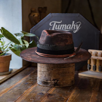 Hand-Burned Felt Fedora Hat