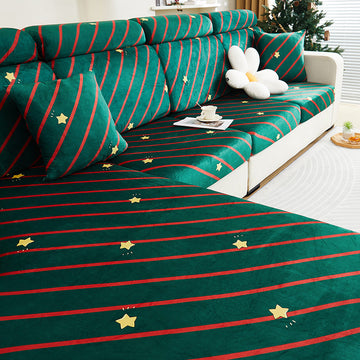 Festive Green Christmas Sectional Couch Cover for Stylish Pet Cushion