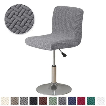 Jacquard Bar Chair Cover Short Back Bar Stool Seat Covers Slipcovers Hotel Banquet Dining Small Size Chair Case Solid Color