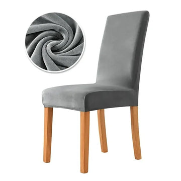 Velvet Fabric Chair Cover Super Soft Chair Covers For Dining Room Luxurious Office Seat Cases Stretch For Banquet